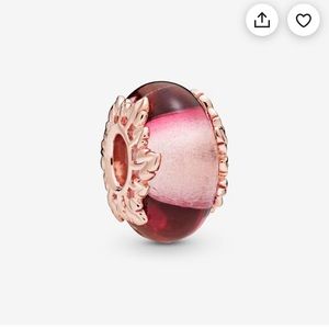 Pandora Pandora Rose Pink Murano Glass
& Leaves Charm